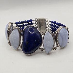 Jay King DTR Mine Finds Bracelet Heart Lapis Lazuli Lace Agate Druzy Sterling